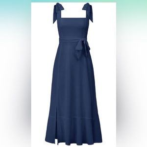 Navy Midi-Length Wedding Guest Dress